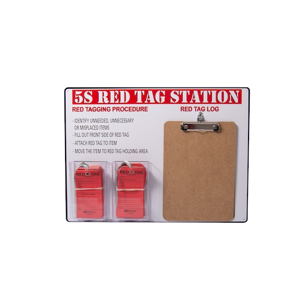 5S Supplies 5s Red Tag Board with Clipboard 100 Red Tags Included Red